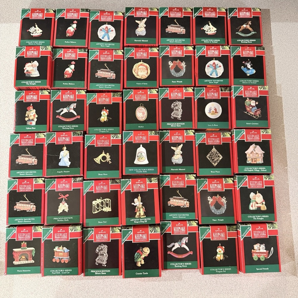 VTG Hallmark Keepsake Miniature Ornament Lot Of 42 Collector Series w Duplicates